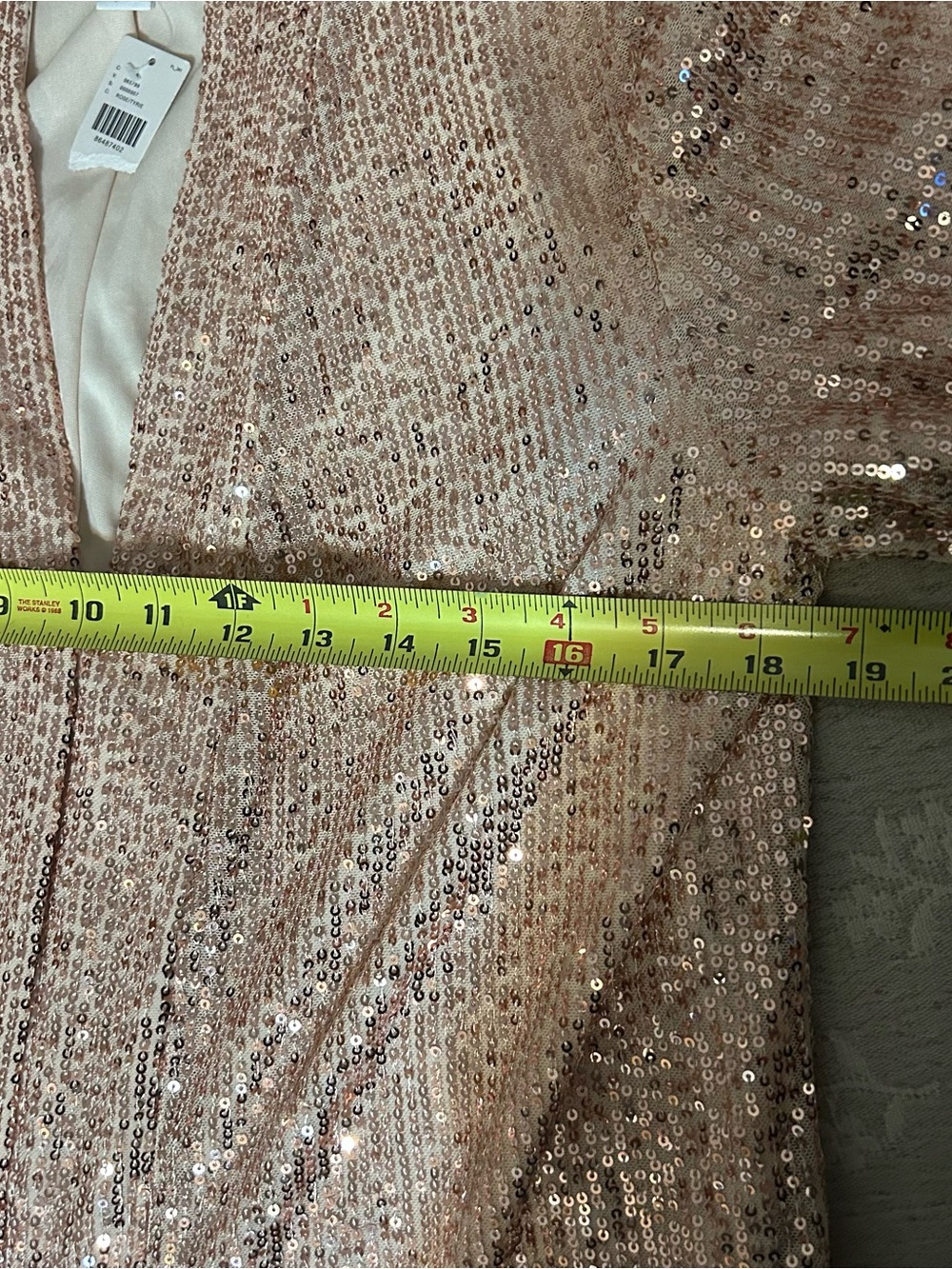 Mare Mare for Anthropologie Rose Gold Sequin Longline Duster Rose Gold Sz S NWT - Picture 11 of 14